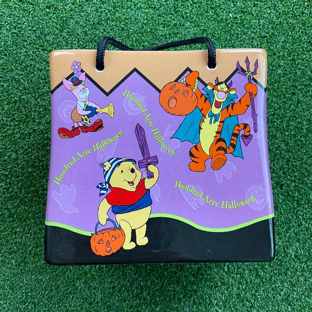 Disney Winnie Pooh 100 Acre Halloween Ceramic Treat Bag Planter 2000 FTD